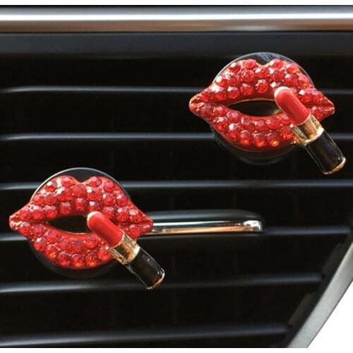 Air Freshener Diamond Car-styling Bling Sexy Lips Mouth Car Air Outlet Fragrant Perfume Clip Freshener Diffuser Gift Flavoring