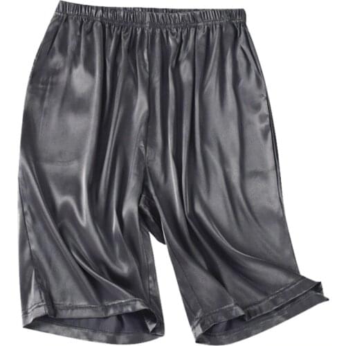 Summer Mens Home Solid Silk Satin Pajamas Shorts Pyjamas Boxers Short Sleep Bottoms Nightwear Comfortable Sleepwear
