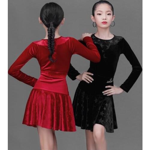 ChildrenS Latin Dance Dress For Girls Puff Sleeve Dress Exercise Clothes Professional Latin Dance Performance Costumes DQS7653