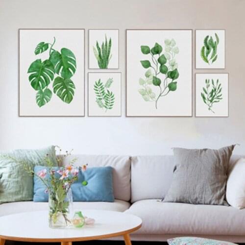 Tropical Plants Flowers Poster Green Leaves Decorative Picture Sofa Background Wall Art Hanging Paintings Living Room Home Decor