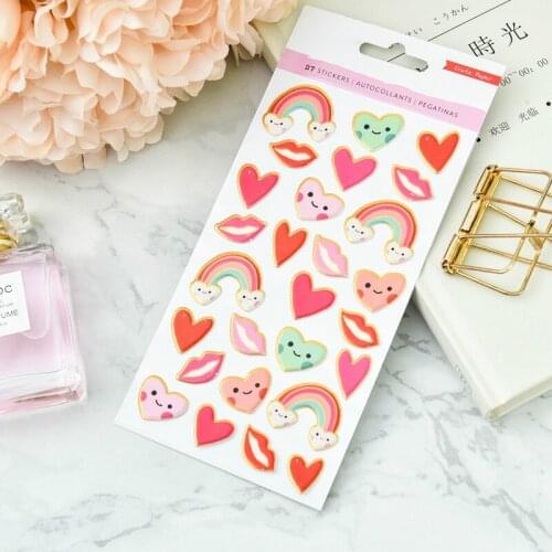 YPP CRAFT Rainbow And Heart Self- adhesive Stickers for Scrapbooking DIY Projects/Photo Album/Card Making Crafts