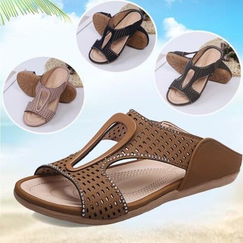 Summer Women Slippers Rome Retro Peep Toe Big Size Low Fretwork Heels Slides Casual Beach Slip Flat Rubber Fabric Female Sandals