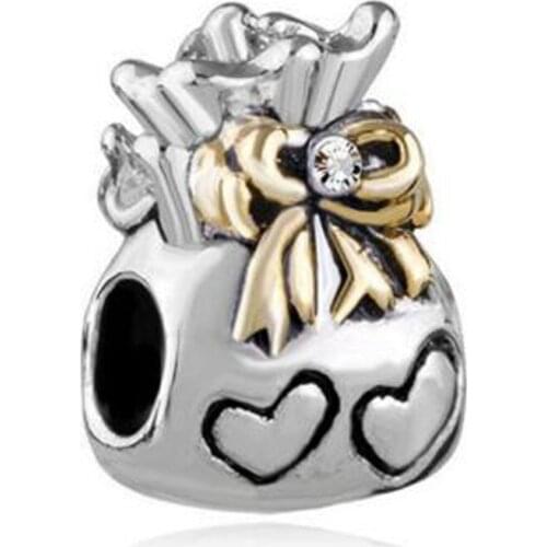 Slide charm Free shipping Mother love luxury goods brand bag charm beads fit Pandora bracelet Christmas Valentines Day
