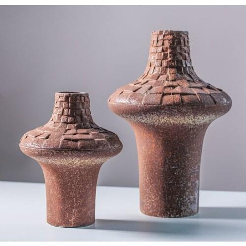 Nordic Ceramic Zen Pottery Stoneware Flower Arrangement Vase Sculpture Decoration TV Cabinet Desktop Home Decor Ornaments