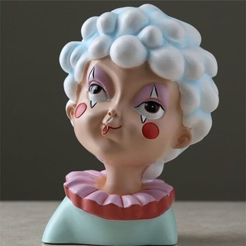 NORDIC CREATIVE TRENTON COLOR CLOWN HUMAN HEAD FIGURINES FIGURE HEAD PORTRAITS STATUE RESIN ART&CRAFT HOME DECORATION R2848