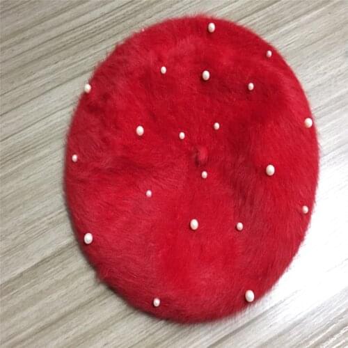 Brand new ladys warm beret, decorated with beads for free delivery