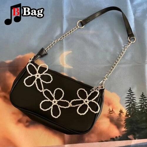 Women Girl Retro Rose Beads Shoulder underarm Bags Fashion leisure Messenger Bag Handbags Harajuku Female Crossbody bag tote