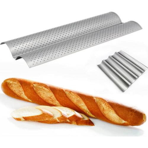Carbon Steel Non-stick Baguette Mold Baking Baguette Mold With Air Hole Home Baking Pan 2/3/4 Grid Baguette Baking Tray