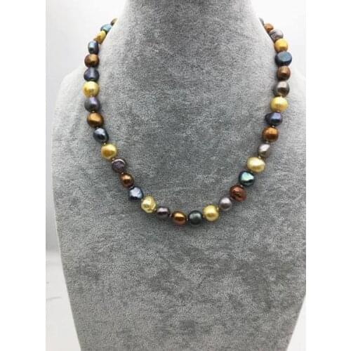 100% Real Pearl Jewelry ,20inches 10-11mm Big Nugget Pearl Misc Color Freshwater Pearl Necklace,Birthday,Love,Mothers Day Gift