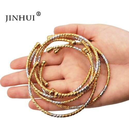 Jin Hui African Ethiopia Fashion Silver gold color jewelry women wedding gifts Stretchable Adjustable size Bracelet Ornament