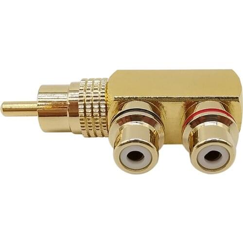 1/2/5PCS Gold Plated AV Audio Splitter Plug RCA Adapter 1 Male to 2 Female F connector RCA plug to double Jack
