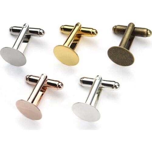 10pc Antique Bronze/Gold/Silver/Rhodium/Rose Gold Color French Cufflink Blanks Settings for 6/8/10mm Photo Glass Cameo Cabochon