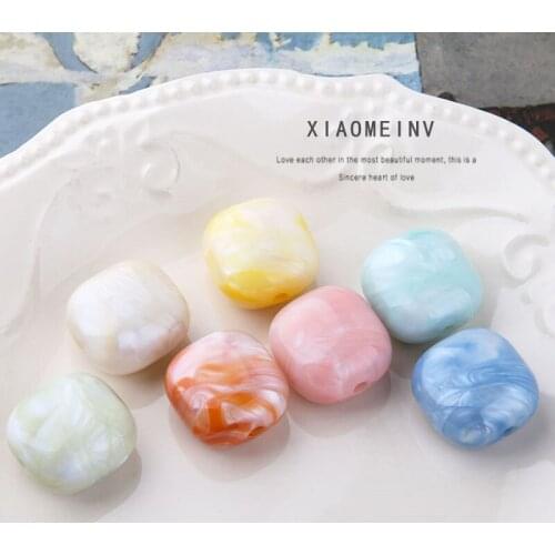 10pcs Retro Resin Earrings For Women Colorful Square Perforated Beads Diy Jewelry Earrings Girl Headdress Accessories Materials