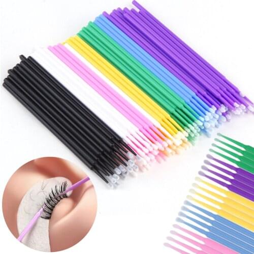 100PCS/Bag MicroBrush Disposable Cotton Swab Individual Eyelash Brushes Lash Removing Cleaning Eyelash Extension Accessories