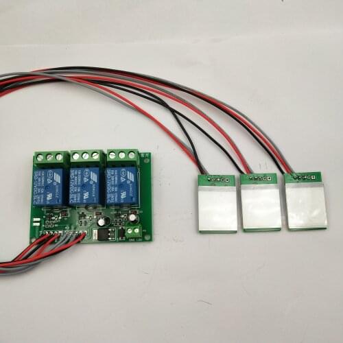 12V24V 3-way Relay Module with Three Remote Touch Buttons, Two-color LED Self-locking Jog Function