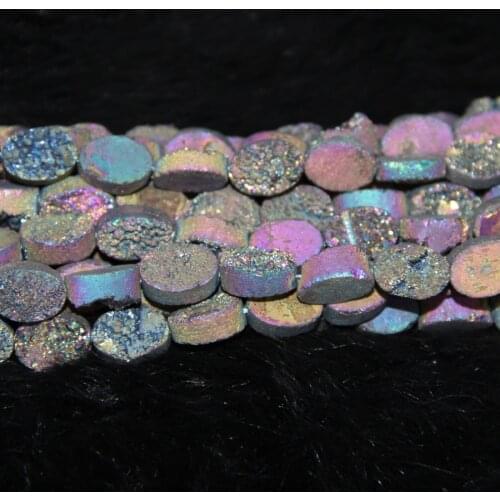 13x18mm Face Treatment Druzy Stone Beads Titanium Plated Drusy Face Pendant Teardrop/Waterdrop Shape Pendant Necklace