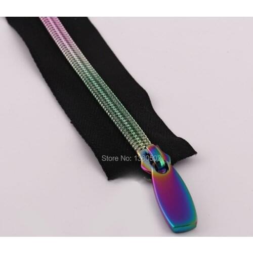 5Yards rainbow Color Nylon Teeth Zippers with Zipper puller Slider Sewing accessories for Garment Bag