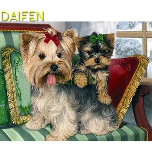 Full Round Diamond mosaic Full Square Diamond painting dogs sit on sofa 5D DIY Diamond embroidery Cross stitch pillow Bow