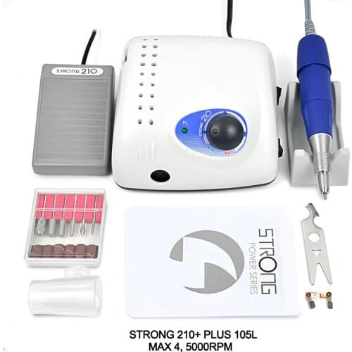 NEW 65W 45000RPM Strong 210 PLUS 102L 105L Brushless Nail Drills Manicure Machine Pedicure Electric File Bits Nail Treatment