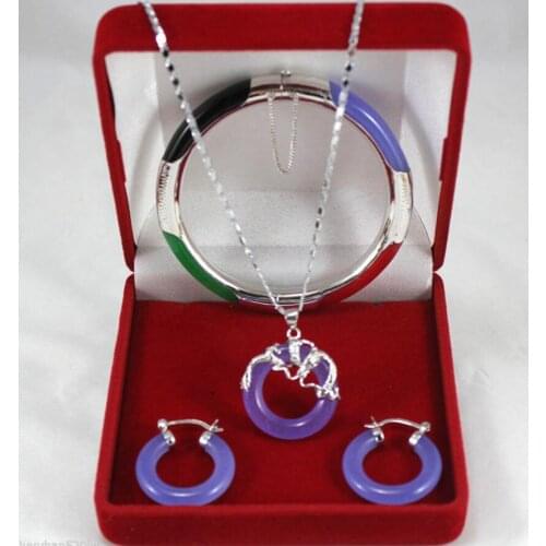 Free Shipping Set jade Bangle Earring Pendant Fashion Wedding Party Jewellery