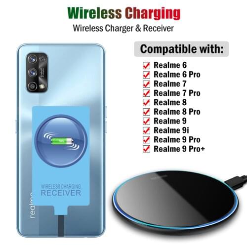 Qi Wireless Charger & Receiver for Realme 6 7 8 Pro Phone Wireless Charging Adapter USB Type-C Connector