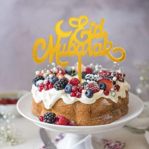 Glitter Eid Mubarak Cupcake Toppers Festival Cupcake Dessert Ornament Islamic Muslim Party Decor