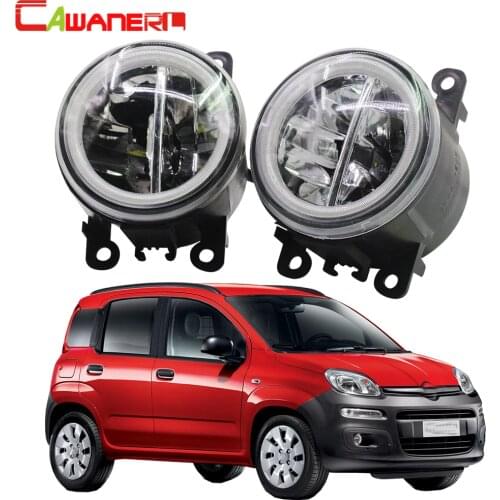 Cawanerl For Fiat Panda Car 4000LM LED Bulb Fog Light + Angel Eye DRL Daytime Running Light 12V Accessories 2012 2013