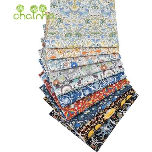 Chainho,Printed Plain Cotton Fabric,DIY Sewing Quilting Poplin Material For Baby & Childrens Shirt,Skirt,Dress,Floral Series