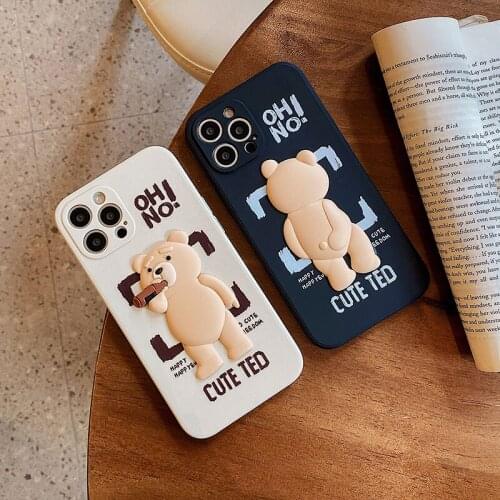 3D TPU Phone Case for samsung galaxy A02S A10S M10S A20S A10 A50 A30 A20 A70 Mobile Cute TED Bear Couple Model Silicone Smart