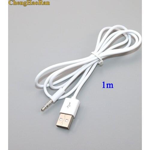 ChenghaoRan 1M White USB 2.0 Male to 3.5mm Headphone Audio AUX Male Plug Car Cable Jack Charger Cable Wire Cord