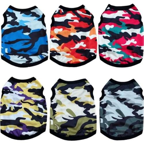 Pet Dog T-shirt Summer Breathable Dog Vest Camouflage Pet Clothes French Bulldog Chihuahua Costumes Small Medium Dog Coat