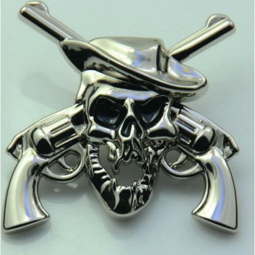 KB402) Wholesale 50pc 1-1/2" Western Skull Concho Cowboy Decor Crossed 1861 Colt Revolver Pistols Conchos Silver