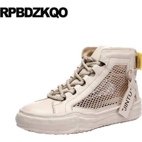 Sneakers genuine leather high top brand trainers european chinese flats breathable mesh designer shoes women luxury 2019 lace up