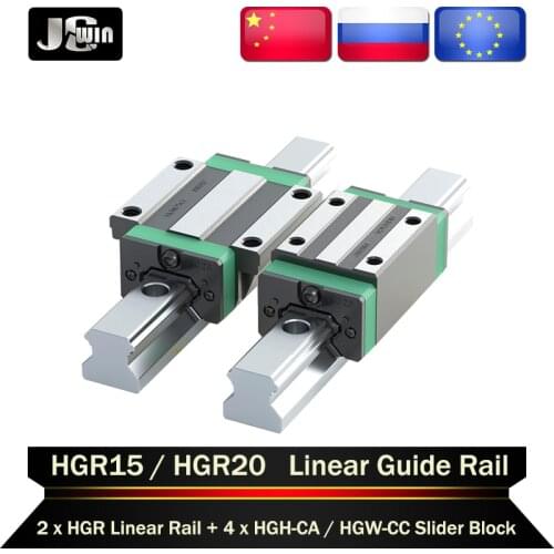 2pc CNC square guide linear rail HGR15/ HGR20+4pc HGH15CA /HGW15CC /HGH20CA /HGW20CC carriage slides for CNC