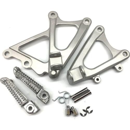 Motorcycle Silver Front Rider Foot Pegs Footrest Bracket Fit For Yamaha YZF R1 2009-2014