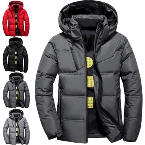 2019 New Casual Mens Jackets Coat Winter Warm Jacket Coat Patchwork Jacket Hooded Jacket Streetwear Coats Men Outerwear Coats