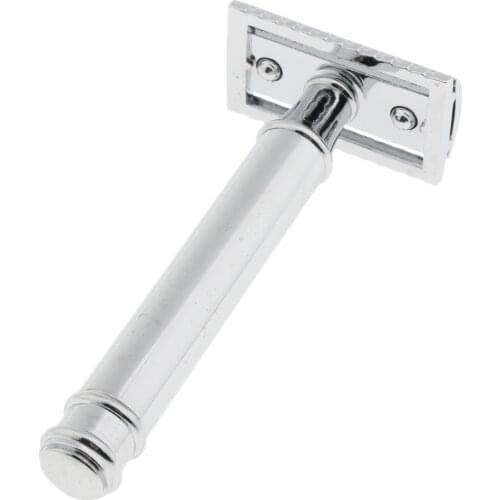 Mens Professional Long Handle Metal Double Edge Saftey Razor Shaver Sliver