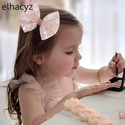 1PC New Chic Princess Lace Hair Clips Bling Netting Sequins Bow Hairpins Glitter Knot Hair Bow Sweet Headwear Girls Accessories