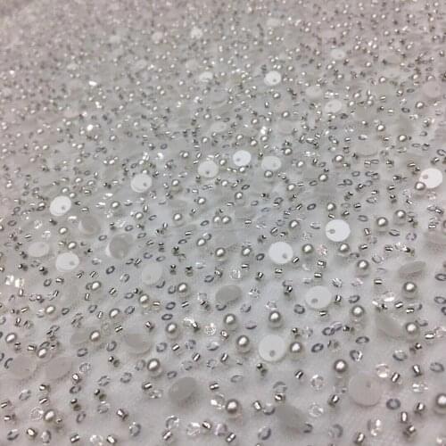 New Design African Net Lace Fabric with full beads S-109686 Nigerian French Lace Fabric