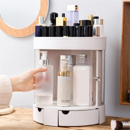 Makeup Shelf Cosmetic Rack Holder 360 Degree Rotating Organizer Storage Box Case Desktop Jewelry Makeup Drawer Container