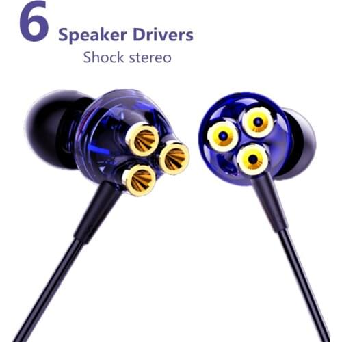 Wired Headsets Six Dynamic Driver Earphone Earbuds Sport Stereo Bass Game PS4 Headset with mic earphone for Xiaomi Redmi huawei