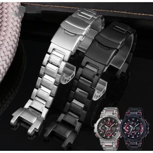 Stainless Steel Watchband for Casio MTG-B1000 Series Watch Belt Replacement Silver Black Metal Business strap
