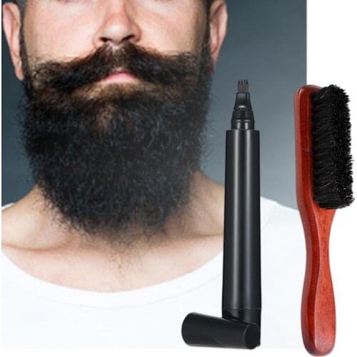 Beard Brush Multi Function Moustache Grooming Boar Bristle Black Beard Filler Comb Tools Natural Bamboo Handle Anti-static