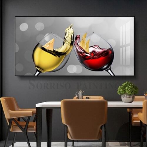 Modern Champagne Wine Glass Dining Room Canvas Painting Nordic Wall Art Restaurant Bar Posters And Prints Pictures Home Decor