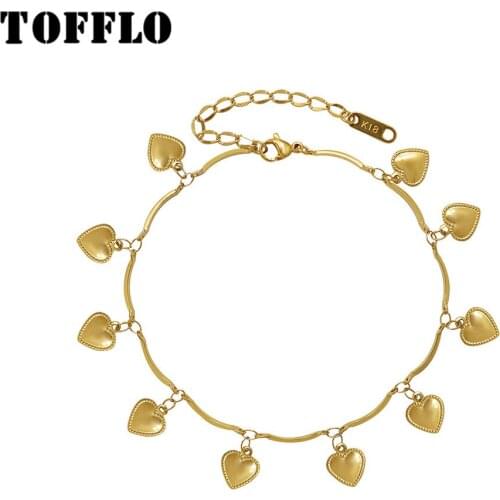 TOFFLO Stainless Steel Jewelry Peach Heart Love Foot Chain Womens Fashion Pendant Beach Foot Decoration BSS110