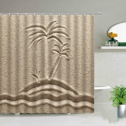 Seaside Beach Tropical Palm Tree Waterproof Shower Curtain Bathroom Renovation Home Decoration