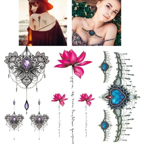 Waterproof Temporary Tattoo Transfer Tattoo Stickers Flash Fake Body Tattoos for Women Body Art Flower Tattoos Sticker