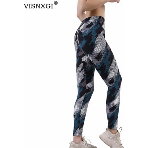 VISNXGI Women Camouflage Print Leggings High Elastic Push Up Gym Sport Fitness Running Snake Pattern Female Gym Pants Bottom