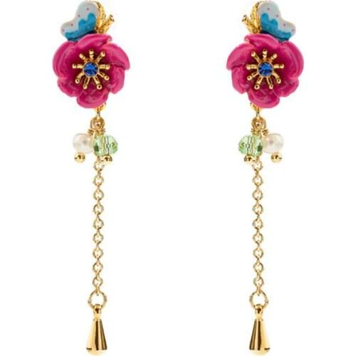 CSxjd New Hand painted Enamel Long tassel butterfly earrings Women Fashion Jewelry