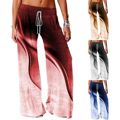 Women Yoga Pants 2021 Sports Pants Wide-leg Floor Length Soft Printed Women Trousers for Sports